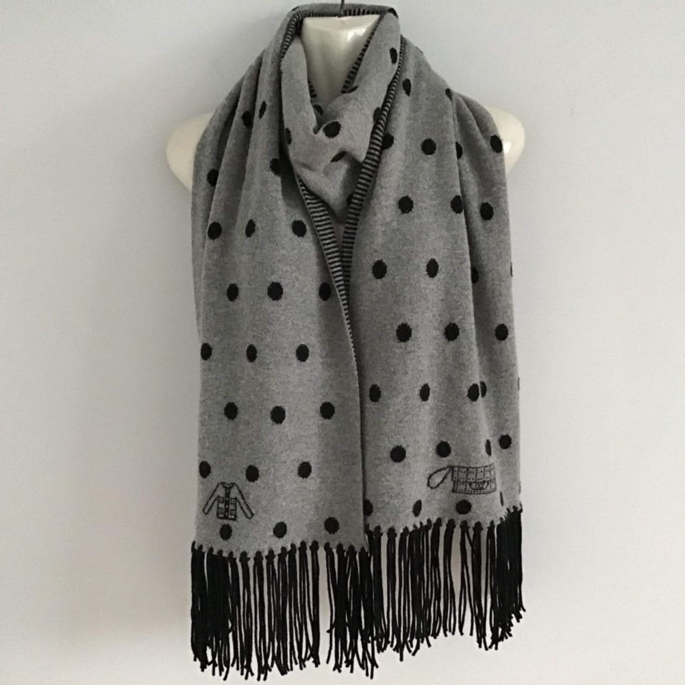 Chanel Polka Dot Cashmere Scarf
